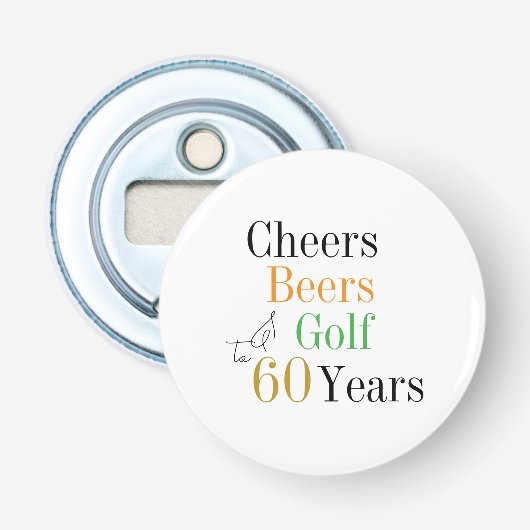 Décapsuleur 60e Anniversaire Félicitations et Bières Golf Mini (Devant)