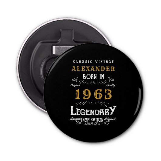 Décapsuleur 60th Birthday 1963 Ajouter Nom Legendary Black Gol (Devant)