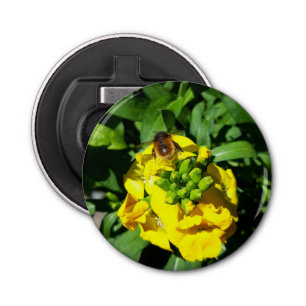 Décapsuleur Abeille sur Fleurs Jaunes