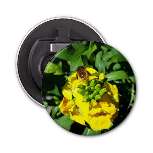 Décapsuleur Abeille sur Fleurs Jaunes (Devant)