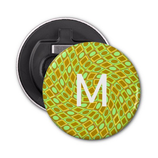 Décapsuleur Abstract geometric swirl retro lime pattern (Devant)