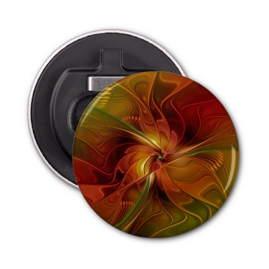 Décapsuleur Abstract Red Orange Brown Green Fractal Art Flower (Devant)