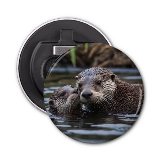 Décapsuleur **"Adrift in Love : Mummy and Baby Otter"** (Devant)