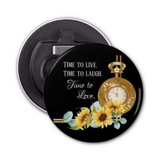 Décapsuleur Aimant de mariage de tournesol (noir) (Devant)