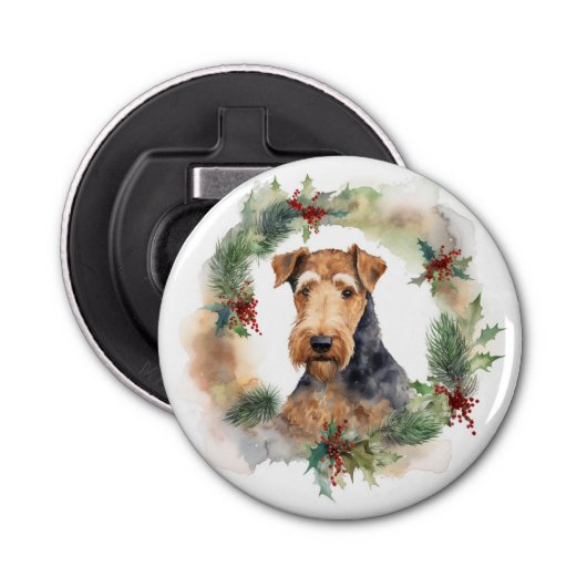 Décapsuleur Airedale Christmas Wreath Festive Pup (Devant)