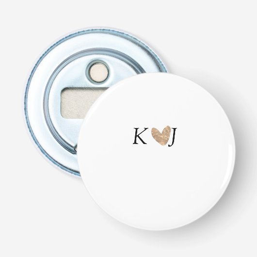 Décapsuleur Ajouter une lettre de nom mariage or coeur parties (Devant)