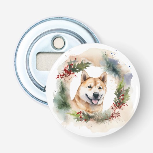 Décapsuleur Akita Christmas Wreath Festive Pup (Devant)