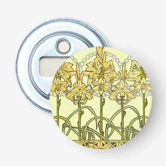 Décapsuleur Alfonse Mucha Art Nouveau Lily motif floral (Devant)