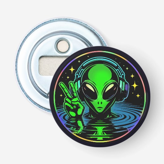 Décapsuleur Alien dans les casques donnant un signe de paix (Devant)