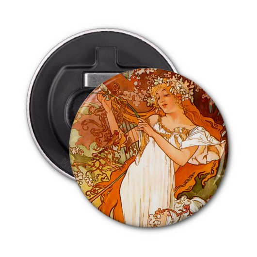 Décapsuleur Alphonse Mucha Printemps Art Nouveau (Devant)