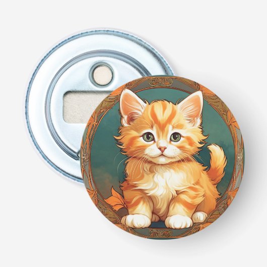 Décapsuleur Alphonse Mucha Style Chat orange (Devant)