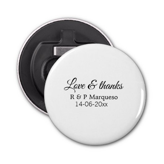 Décapsuleur Amour & merci ajouter nom du couple mariage ajoute (Devant)