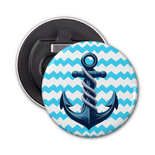 Décapsuleur Ancrage bleu avec vagues bleues (Devant)