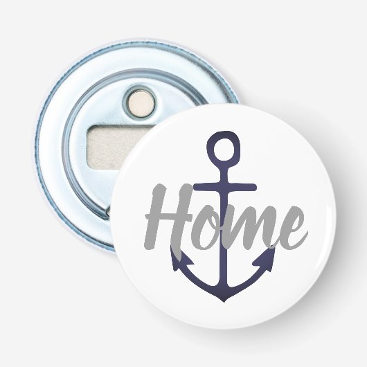 Décapsuleur Ancre nautique de la marine + script gris HOME | (Devant)