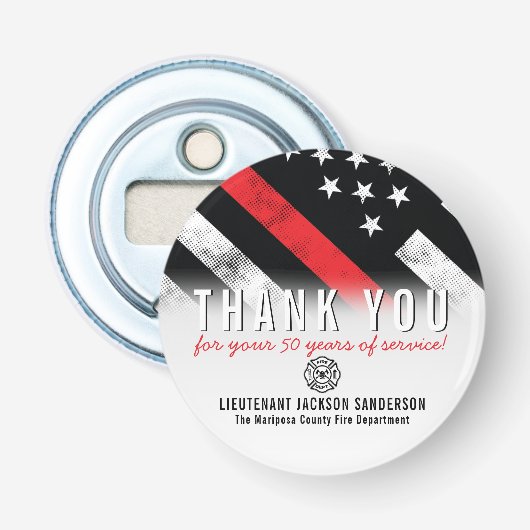 Décapsuleur Anniversaire de la retraite des pompiers Ligne rou (Devant)