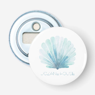 Décapsuleur Aqua Bleu et Blanc Coquillage de Mer Personnalisé