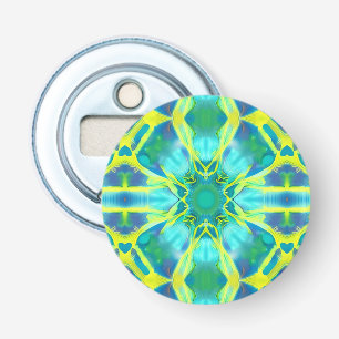 Décapsuleur Aqua, Cobalt Blue et Yellow Tie Dye Motif