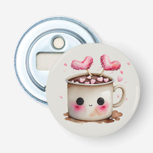 Décapsuleur Aquarelle rose et crème mignonne Mug de cacao chau