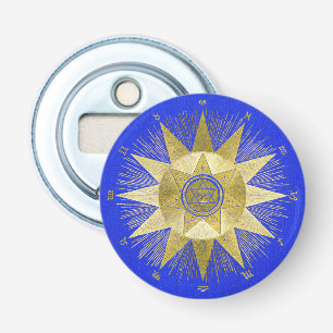 Décapsuleur Art d'astrologie de la gerbe solaire dorée mystiqu