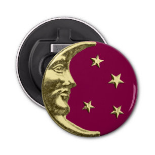 Décapsuleur Art Déco Lune et Etoiles - Bourgogne et or