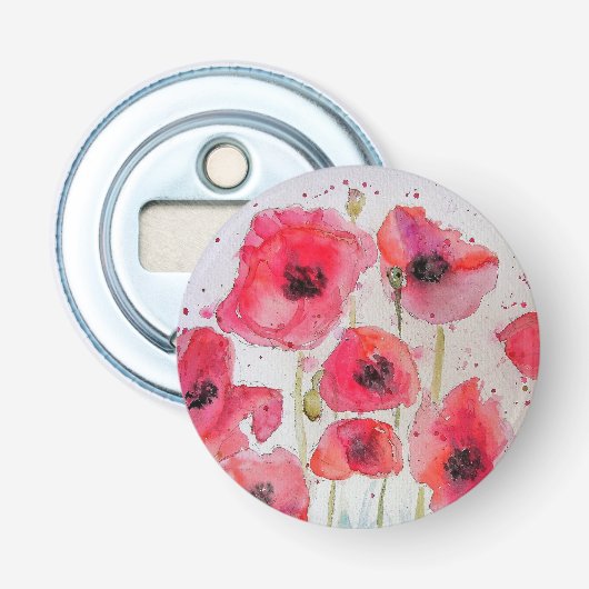 Décapsuleur Assiette en papier motif fleur de coquelicot rouge (Devant)
