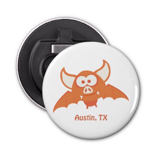 Décapsuleur Austin Texas Cartoon Orange Bat (Devant)