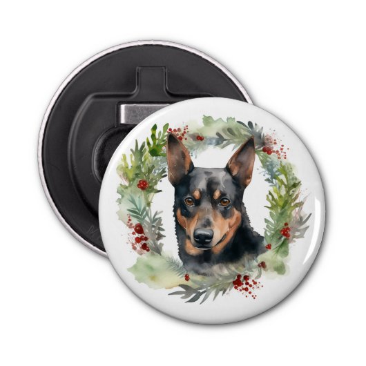 Décapsuleur Australie Kelpie Noël Wreath Festive Pup (Devant)