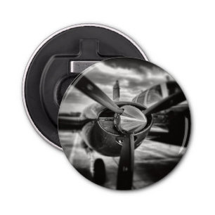 Décapsuleur Avion propulseur noir et blanc