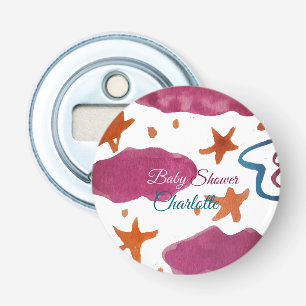 Décapsuleur Baby shower nuages rose bleu ajouter nom aquarelle