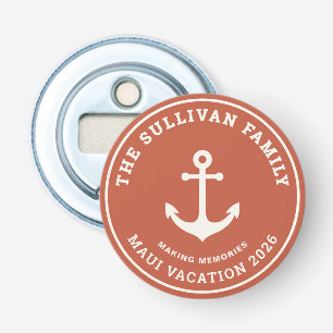 Décapsuleur Badge de vacances en famille Ancre Corail Coucher