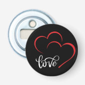 Décapsuleur Badge/Épinglette 'Double Cœur Amour' (Devant)