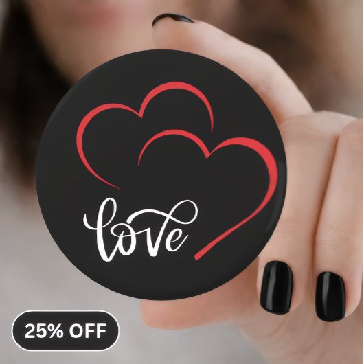 Décapsuleur Badge/Épinglette 'Double Cœur Amour'