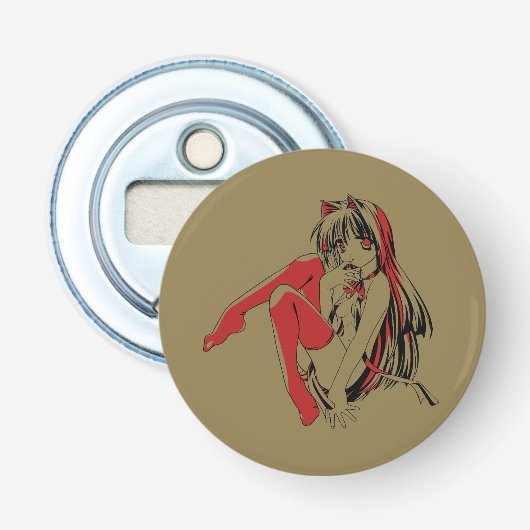 Décapsuleur Bandes dessinées R & B, Anime Loli Chat Feline Fou (Devant)