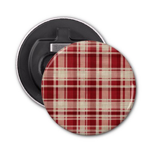 Décapsuleur Bandes Plaid Crème Rouge (Devant)