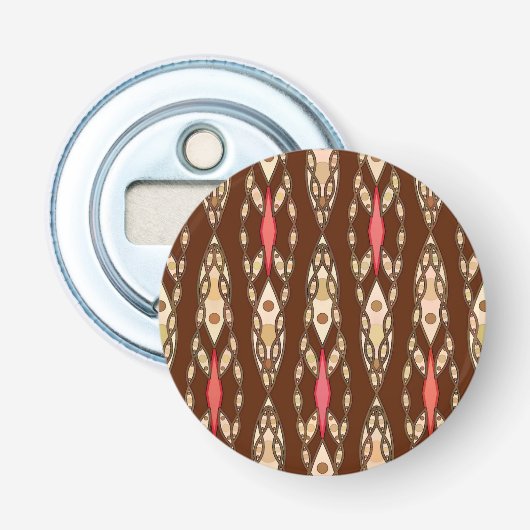 Décapsuleur Batik tribal - Brown, Tan et Coral (Devant)