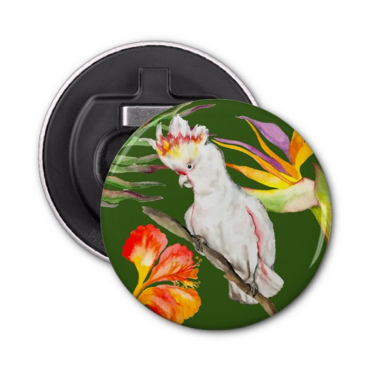 Décapsuleur Beau aquarelle cacatau perroquet dessin à la main (Devant)