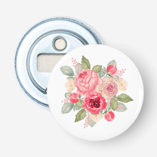 Décapsuleur Beau Bouquet de Roses Roses Peintes en Aquarelle
