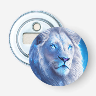Décapsuleur Beau Lion Mystique Blanc aux Yeux Bleus