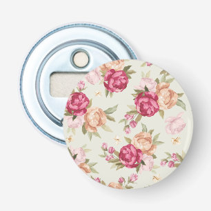Décapsuleur Beau motif de pivoine de couleur sur le vert
