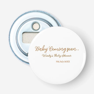 Décapsuleur Bébé à venir bientôt baby shower marron rose tenda