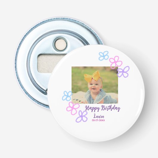 Décapsuleur Bébé enfants 1er anniversaire ajouter le nom date  (Devant)