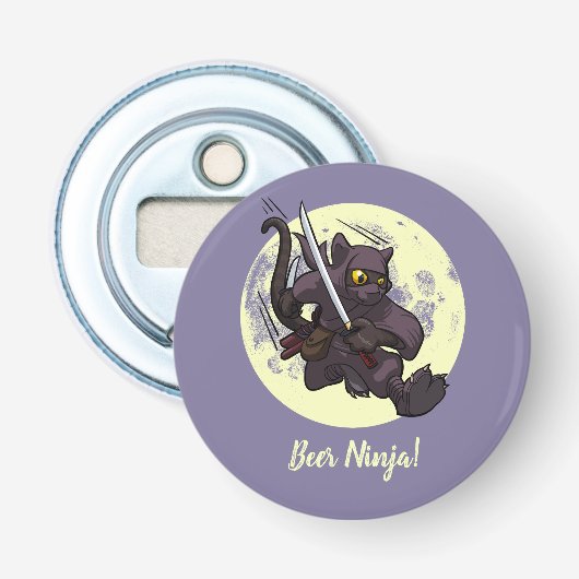 Décapsuleur Beer Ninja Chat Noir Coup de Pied Volant Épées Des (Devant)