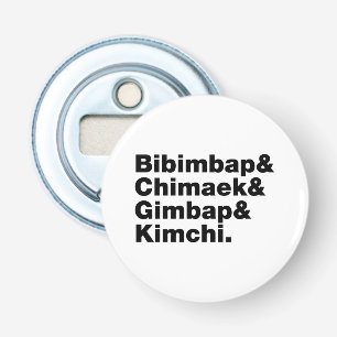 Décapsuleur Bibimbap & Chimaek & Gimbap & Kimchi. Aliments cor