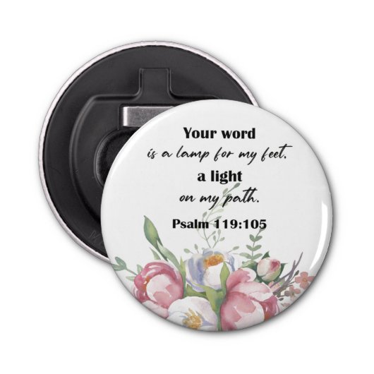 Décapsuleur Bible Verse Floral Psaume Round (Devant)