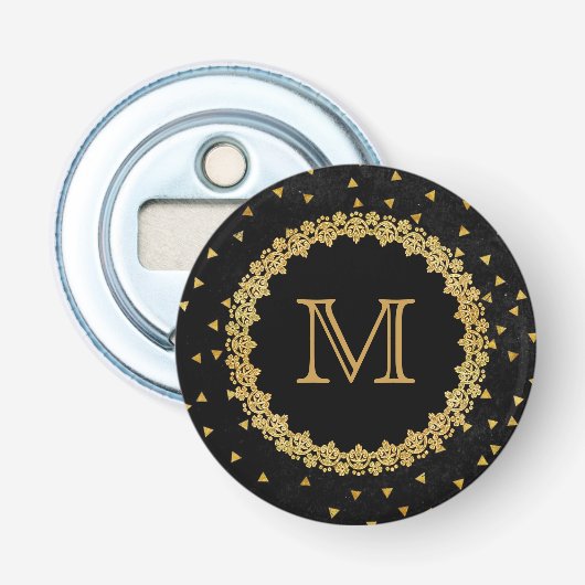 Décapsuleur Black and Gold Sparkles Monogram (Devant)