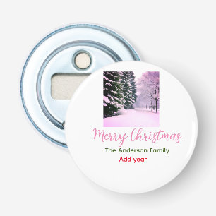 Décapsuleur Blanc rose neige joyeux Noël ajouter nom de famill