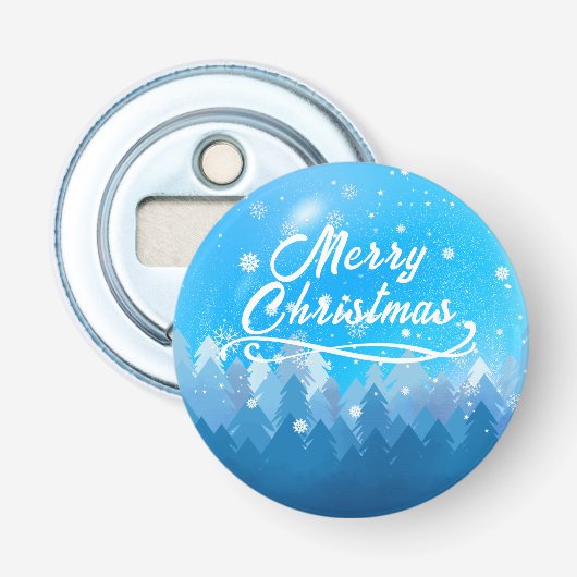 Décapsuleur Bleu Blanc Neige Paisible Forêt Joyeux Noël (Devant)