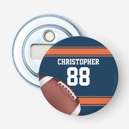 Décapsuleur Bleu et Orange Grille Jersey Fer Football (Devant)