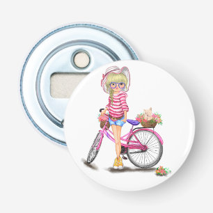 Décapsuleur Blonde Girl Bottle Ouvrir Vélo rose