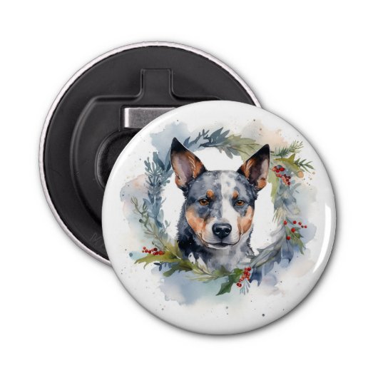 Décapsuleur Blue Heeler Christmas Wreath Festive Pup (Devant)